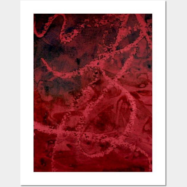 Crimson Grunge Textural Pattern Wall Art by Commykaze